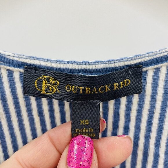 Outback Red for The Limited Womens Size XS Racerback Striped Tank Top Blue 566 - Picture 4 of 5